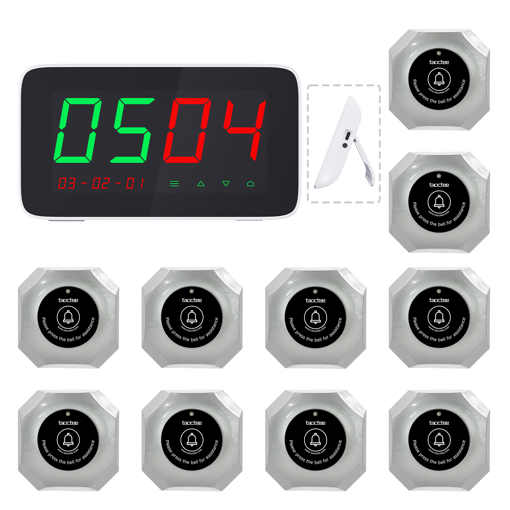 taoctee Wireless Calling System Commercial Pager (10 Buttons & Receiver)